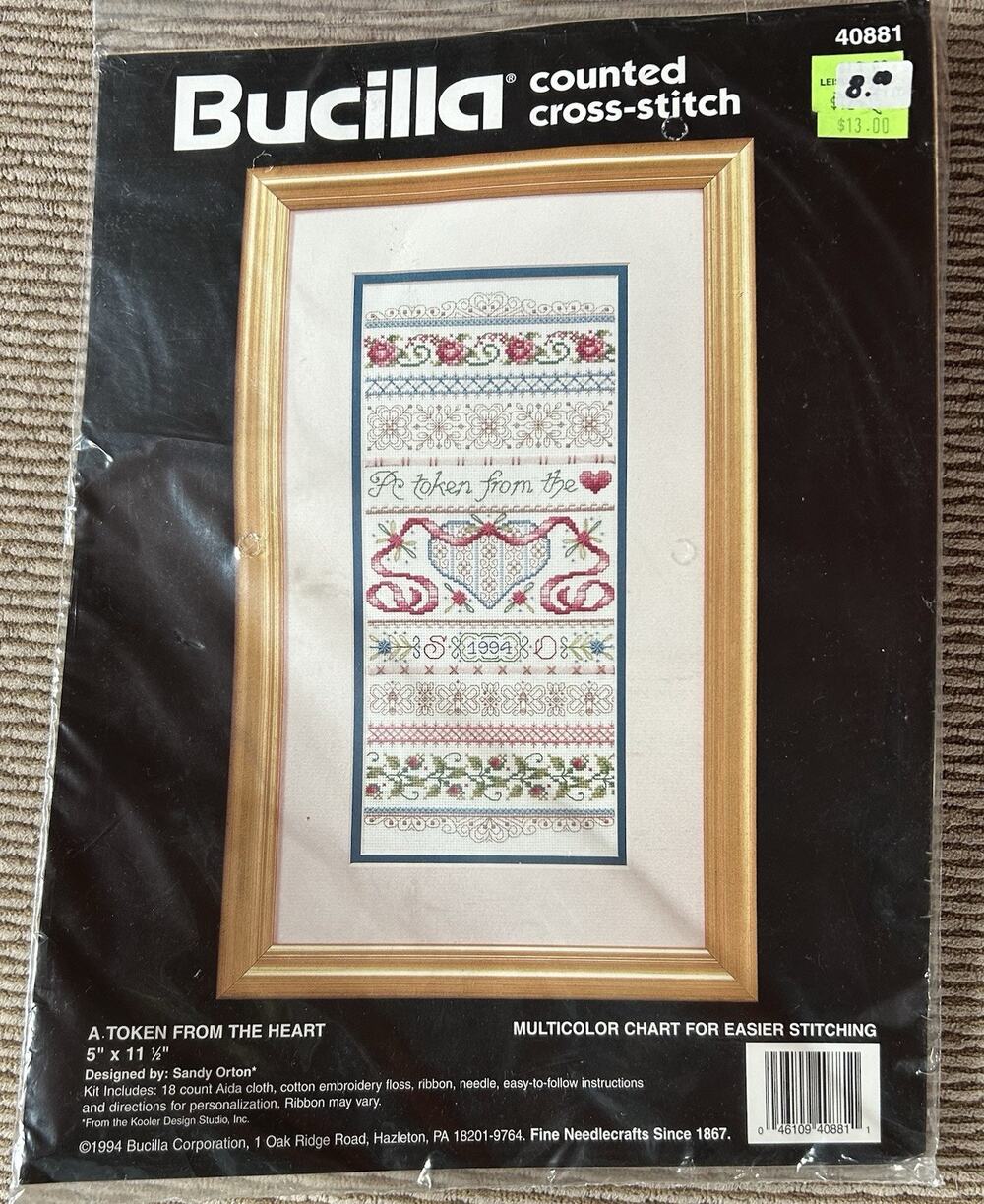 Bucilla Counted Cross Stitch Kit 40881 SAMPLER A Token from the Heart